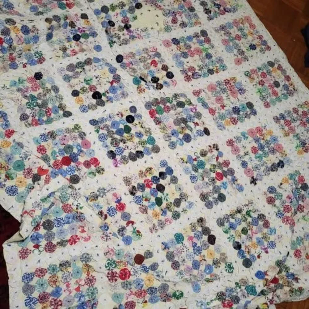 Vintage Yo-Yo Quilt Yo Yo Coverlet